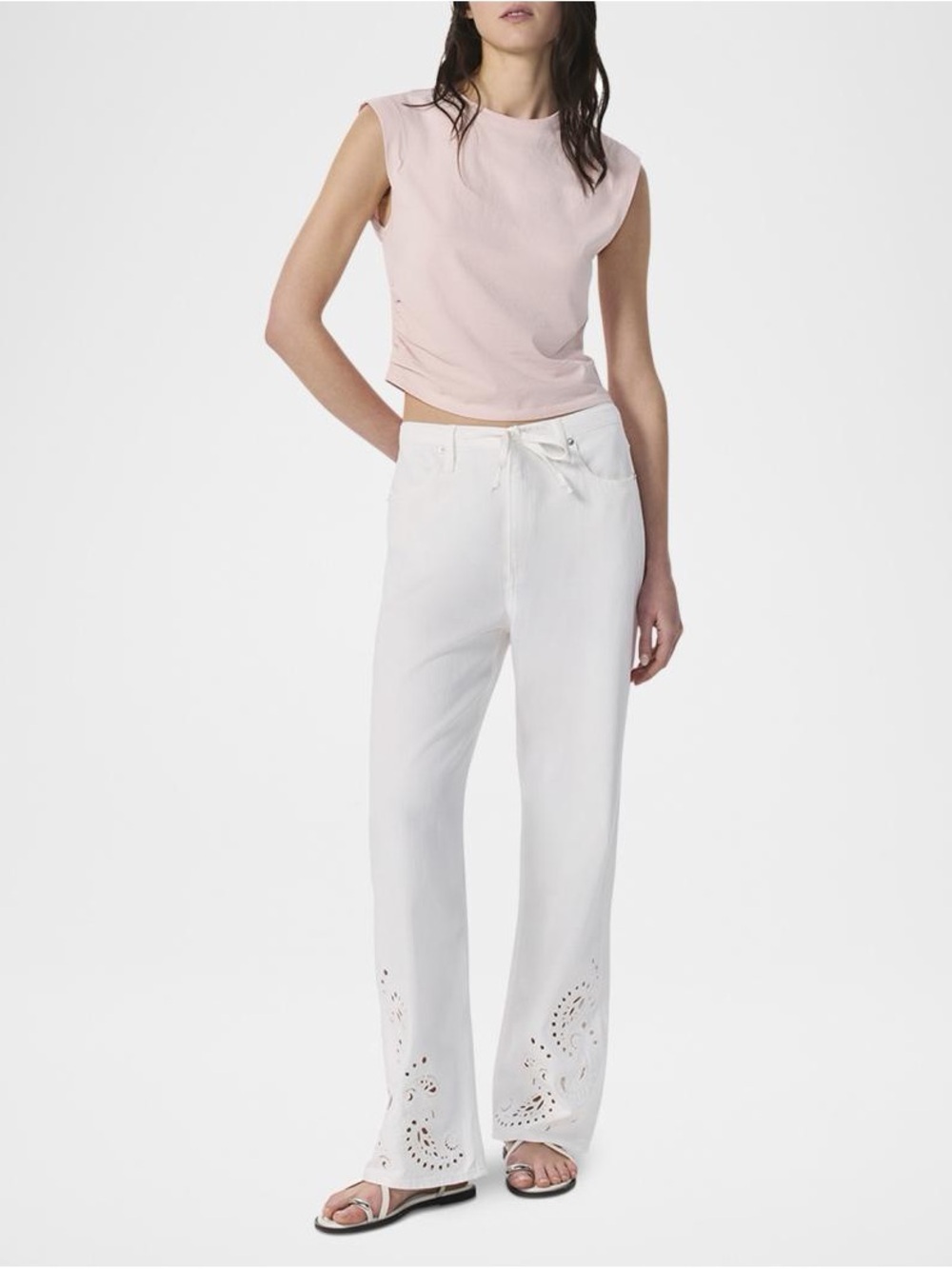 rag & bone Ultra Featherweight Phoebe Drawstring Embroidered Jeans